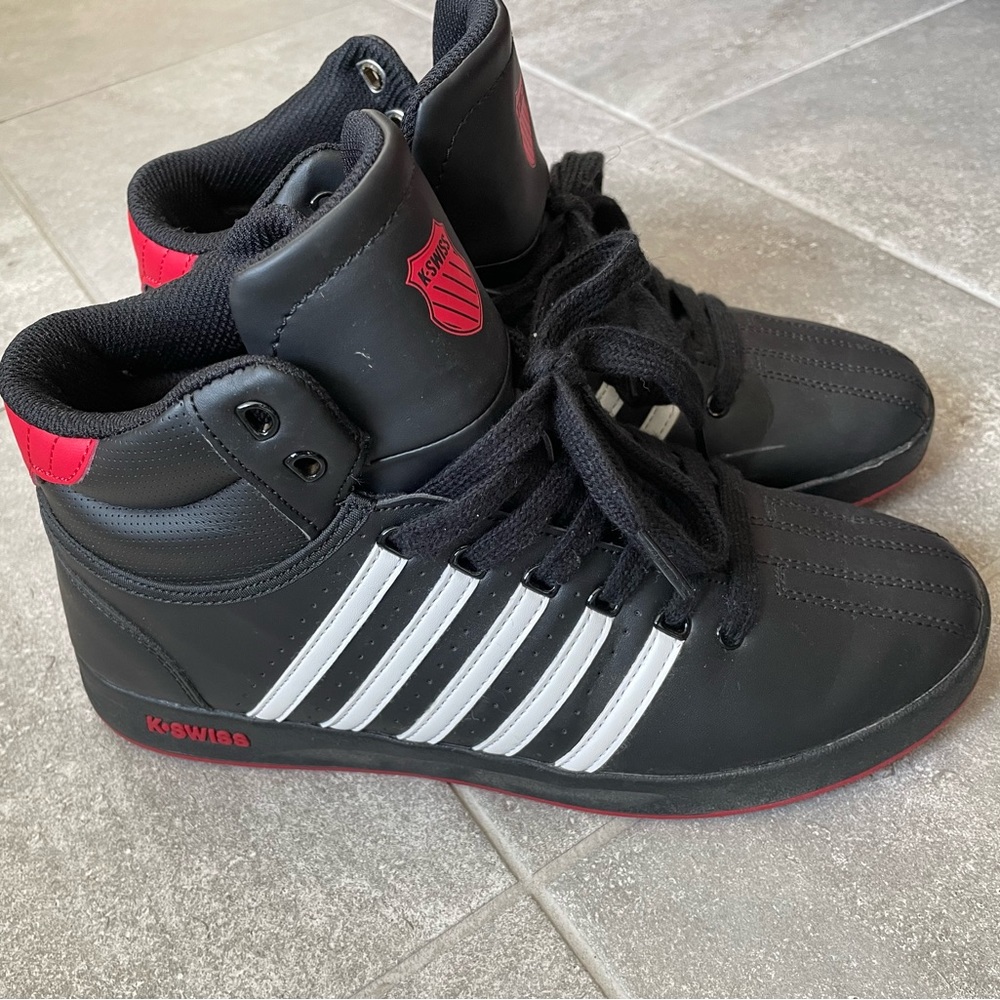 Black, Red, and White K-Swiss